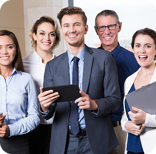 Professional Tecoreng team discussing business and software solutions